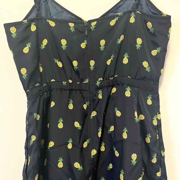 j.crew • navy blue pineapple 🍍 print spaghetti strap a-line mini dress - Picture 11 of 17